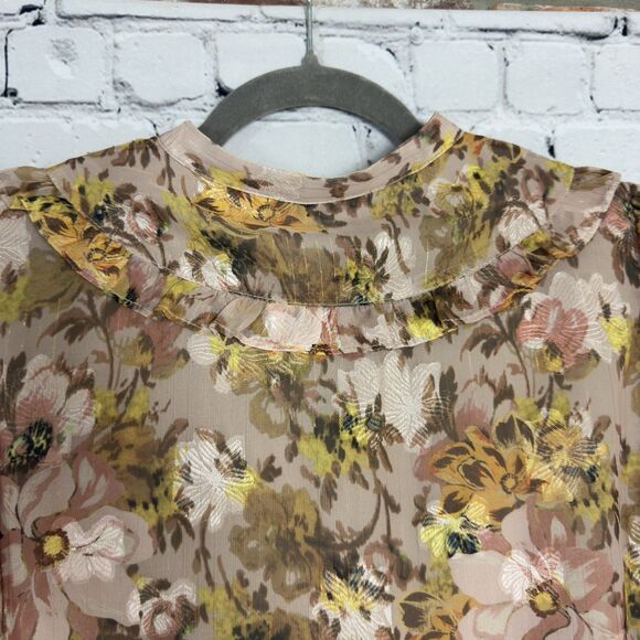 Anthropologie Greylin Bella Yoke Button Front Floral Jacquard Blouse Women's L - Picture 8 of 13